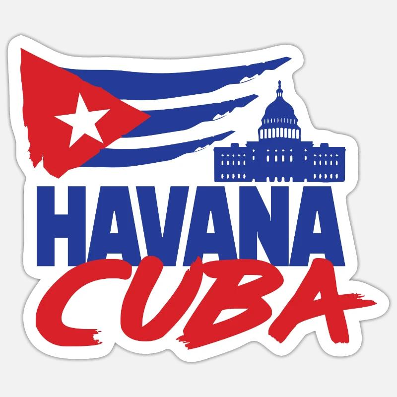 Chemise de vacances Cuba Havane - Sticker taille S (10 x 10 cm) - blanc mat