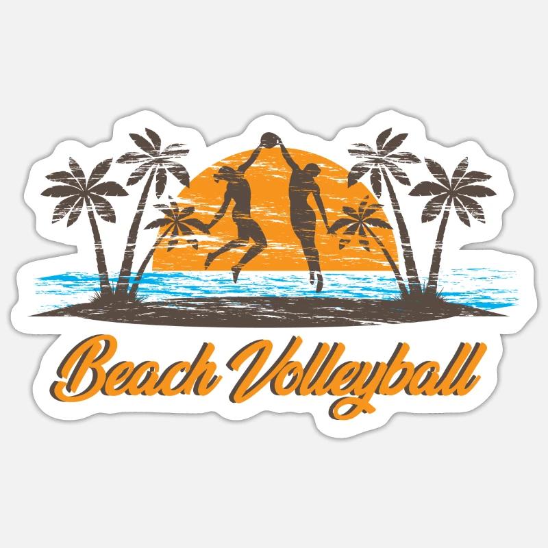 Beach-volley - Sticker taille S (10 x 10 cm) - blanc mat