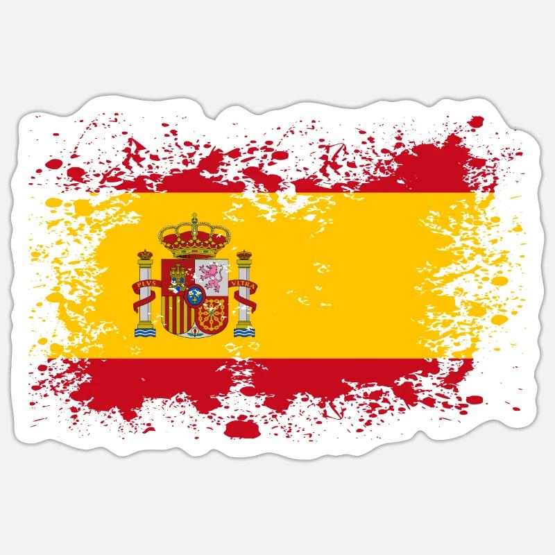 Spanien Flagge Flecken klecksen Geschenkidee - Sticker Größe S (10 x 10 cm) - Mattweiß