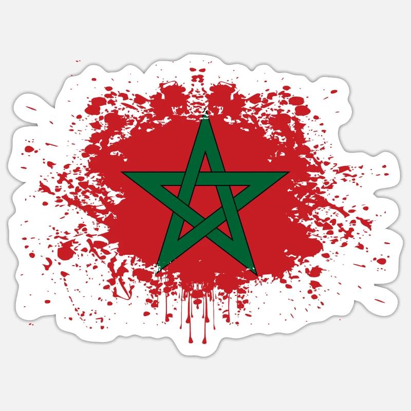 Marokko Flagge Morocco Geschenkidee - Sticker Größe S (10 x 10 cm) - Mattweiß