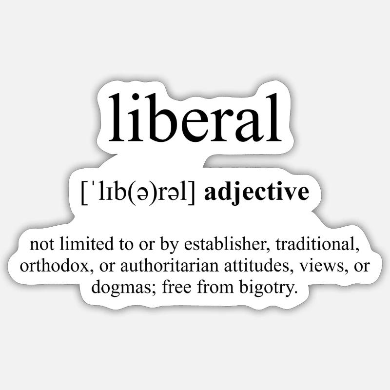 Dictionnaire de définition libéral (tolérant) - Sticker taille S (10 x 10 cm) - blanc mat