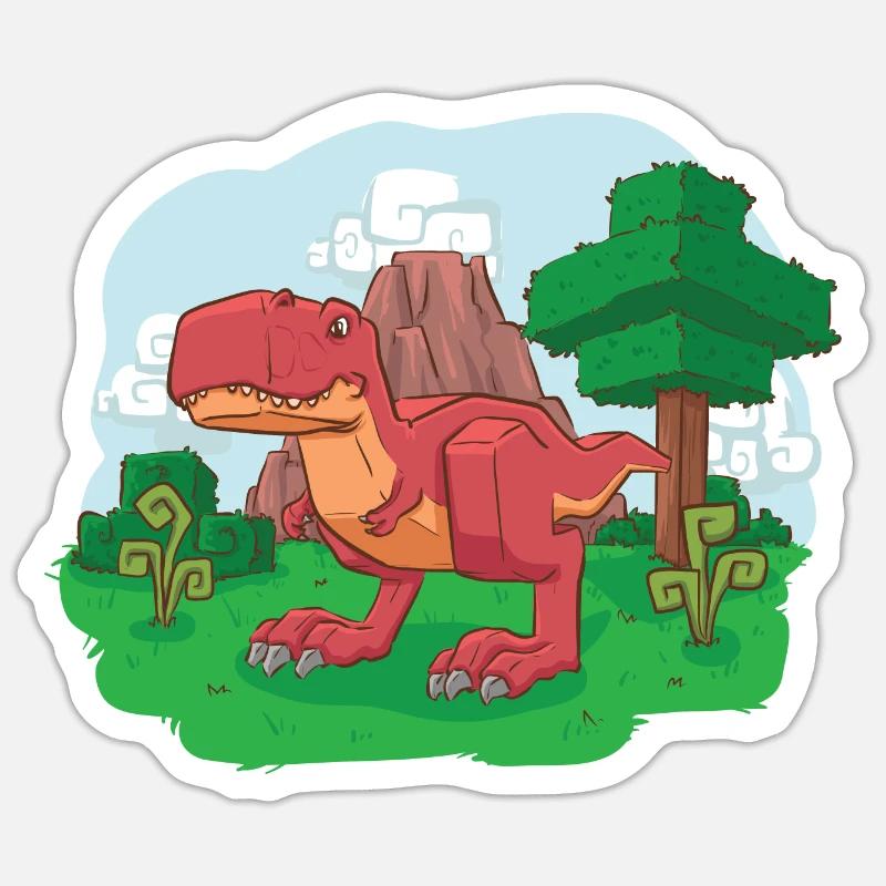 Voxelsaurus Rex - Sticker taille S (10 x 10 cm) - blanc mat