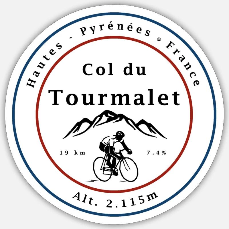 Col du Tourmalet - Sticker Größe S (10 x 10 cm) - Mattweiß