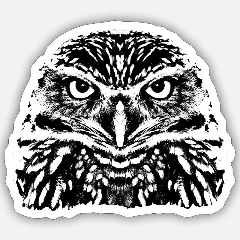 Die Eule / Le Hibou - Sticker taille S (10 x 10 cm) - blanc mat