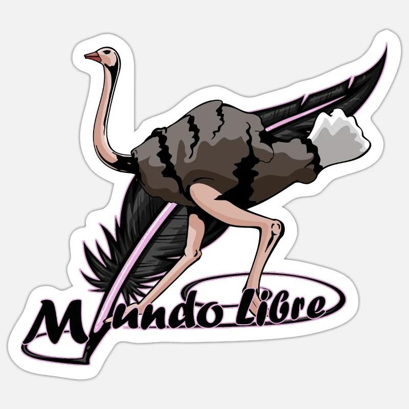 Oiseau d'autruche - Sticker taille S (10 x 10 cm) - blanc mat