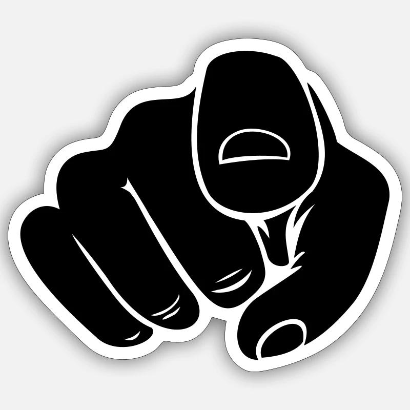 Point hand finger - Sticker size S (10 x 10 cm) - white matte