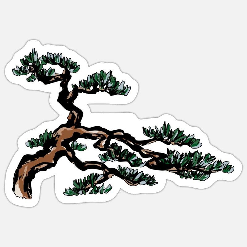 Bonsai Baum - Sticker Größe S (10 x 10 cm) - Mattweiß