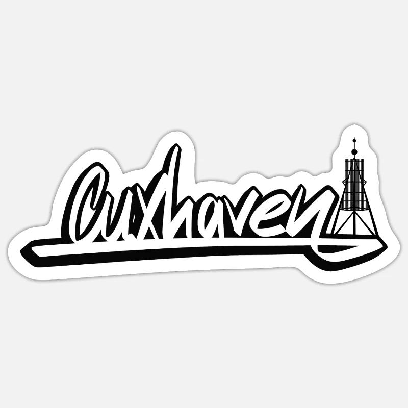 Cuxhaven Kugelbake Aufkleber Sticker - Sticker Größe S (10 x 10 cm) - Mattweiß