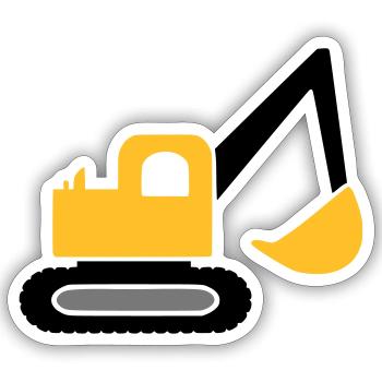 Bagger Fahrzeug - Sticker Größe S (10 x 10 cm) - Mattweiß - Vorne