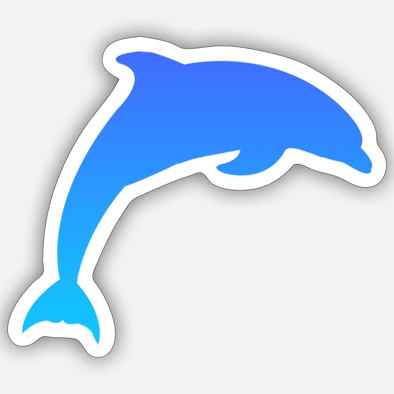 Dauphin Dolphin - Sticker taille S (10 x 10 cm) - blanc mat