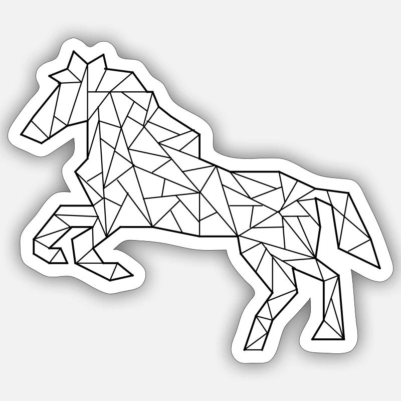 Pferd Origami - Sticker Größe S (10 x 10 cm) - Mattweiß