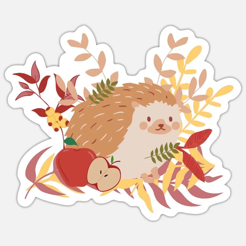 Hérisson d'automne Sticker taille S (10 x 10 cm)