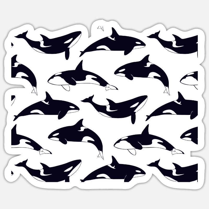 Schwarzweiße Orca Mustermuster - Sticker Größe S (10 x 10 cm) - Mattweiß
