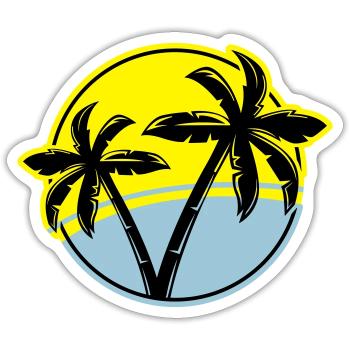 palm silhouette circle beach - Sticker size S (10 x 10 cm) - white matte - Front