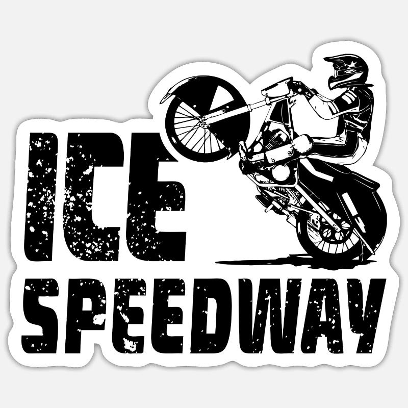 Eisspeedway - Ice speedway - Speedway on Ice - Sticker Größe S (10 x 10 cm) - Mattweiß