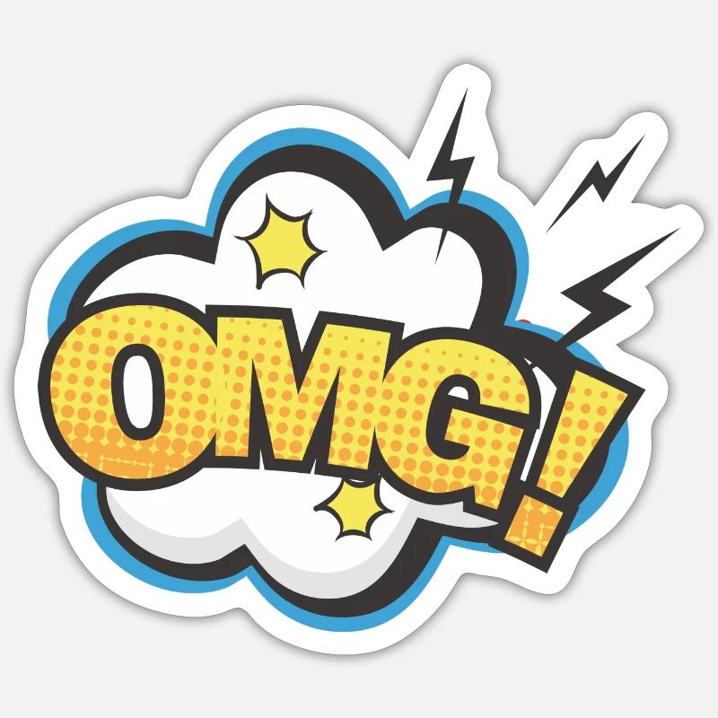 Speech bubble omg lightning Sticker size S (10 x 10 cm)