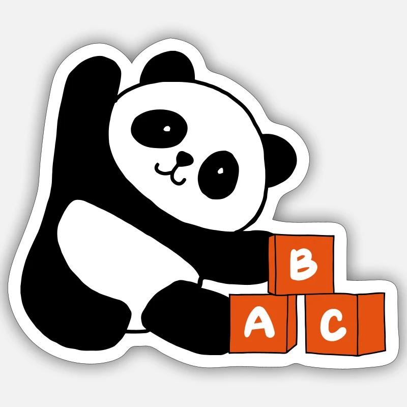 Cubic panda with letters - Sticker size S (10 x 10 cm) - white matte