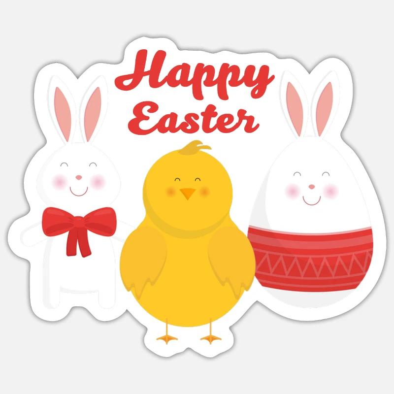 Happy Easter - Sticker taille S (10 x 10 cm) - blanc mat