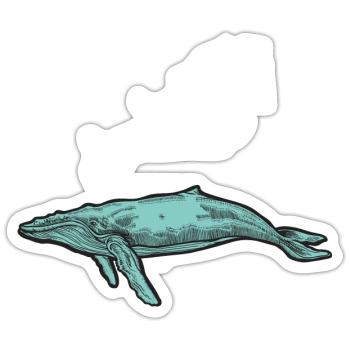 baleines mer poisson eau mer mer cachalot - Sticker taille S (10 x 10 cm) - blanc mat - Devant