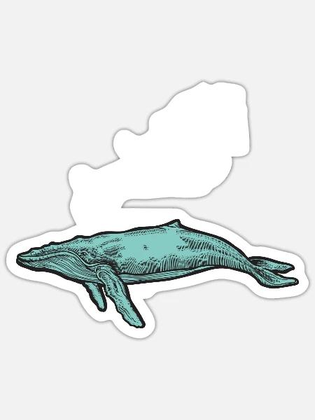 baleines mer poisson eau mer mer cachalot - Sticker taille S (10 x 10 cm) - blanc mat