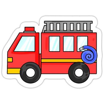 Fire truck - Sticker size S (10 x 10 cm) - white matte - Front