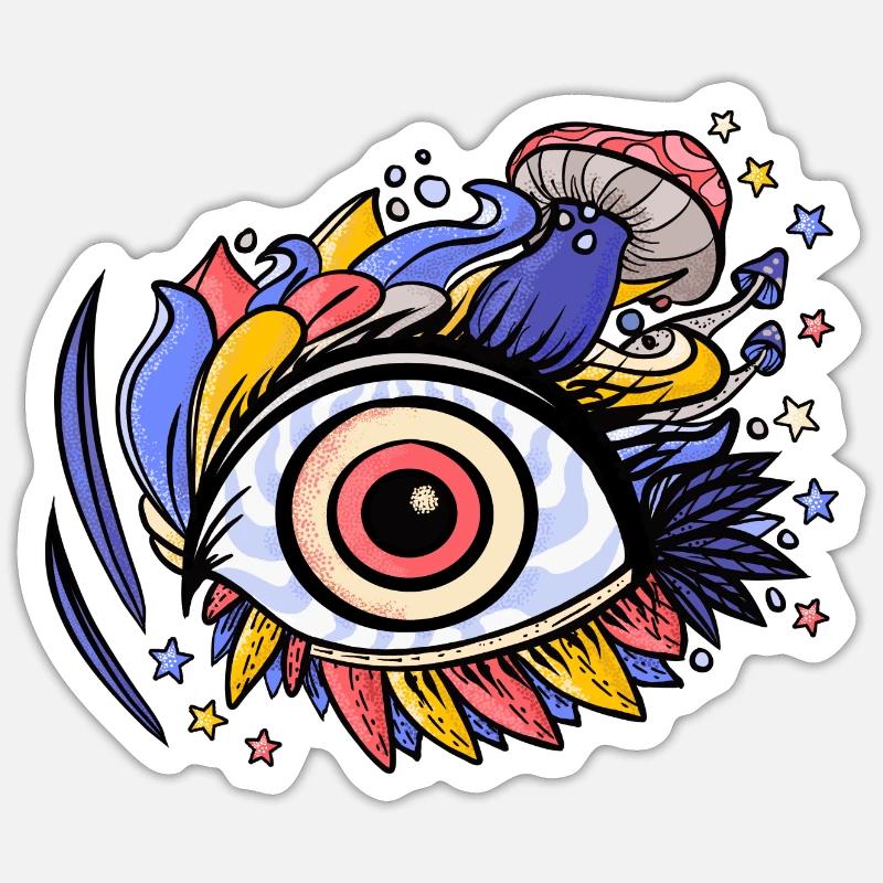 Eye Psychedelic - Sticker size S (10 x 10 cm) - white matte
