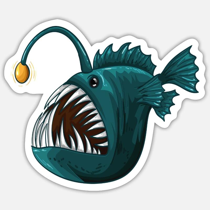 Pêcheur en eau profonde - Sticker taille S (10 x 10 cm) - blanc mat