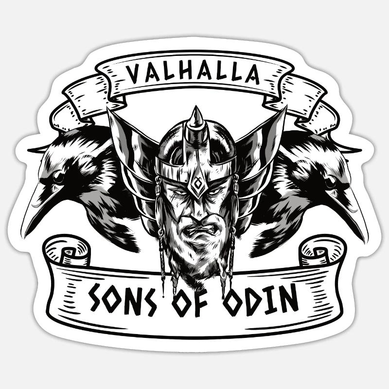 Valhalla Odin Vikings - Sticker taille S (10 x 10 cm) - blanc mat