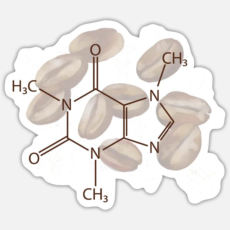 Strukturformel Koffein Sticker Größe S (10 x 10 cm)