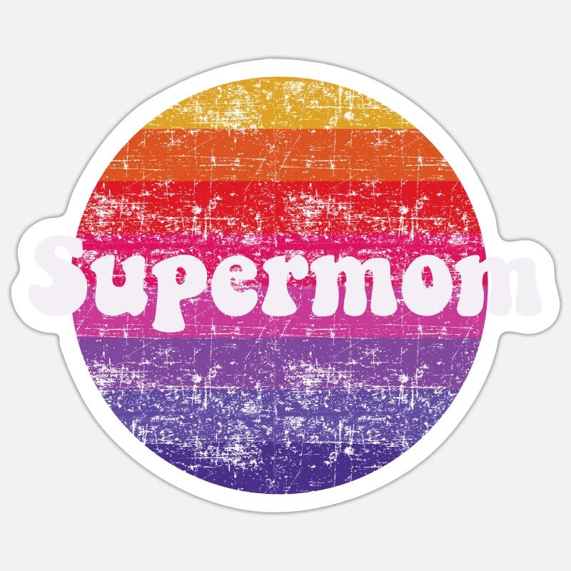 Supermom Retro Style Super Mutter - Sticker Größe S (10 x 10 cm) - Mattweiß