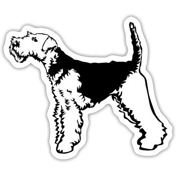 Welsh Terrier - Sticker taille S (10 x 10 cm) - blanc mat - Devant