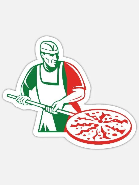 Pizzabäcker - Sticker Größe S (10 x 10 cm) - Mattweiß