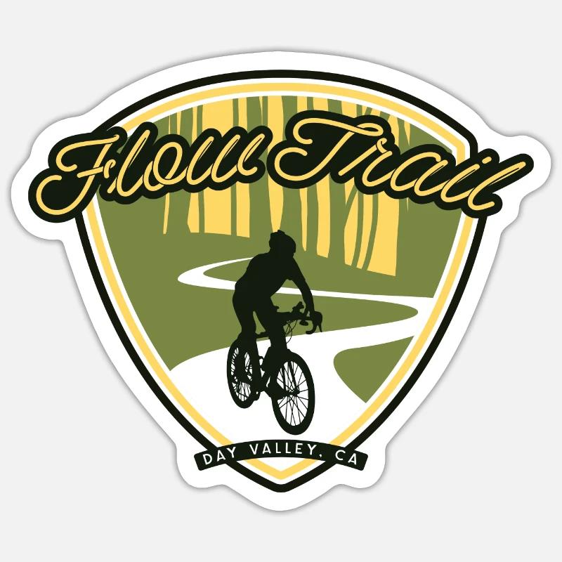 Flow Trail - Day Valley, CA - Sticker taille S (10 x 10 cm) - blanc mat