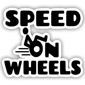 Geschwindigkeit auf Rädern, Rennrollstuhlfahrer * - Sticker Größe S (10 x 10 cm) - Mattweiß - Vorne