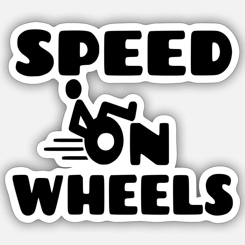 Geschwindigkeit auf Rädern, Rennrollstuhlfahrer * - Sticker Größe S (10 x 10 cm) - Mattweiß