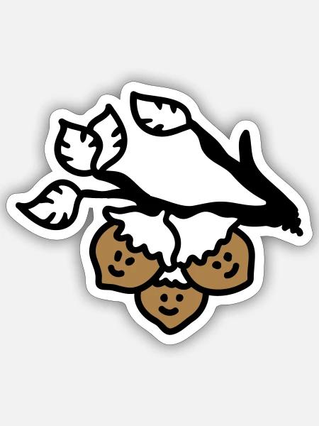 Drei Haselnüsse am Ast 3 - Sticker Größe S (10 x 10 cm) - Mattweiß