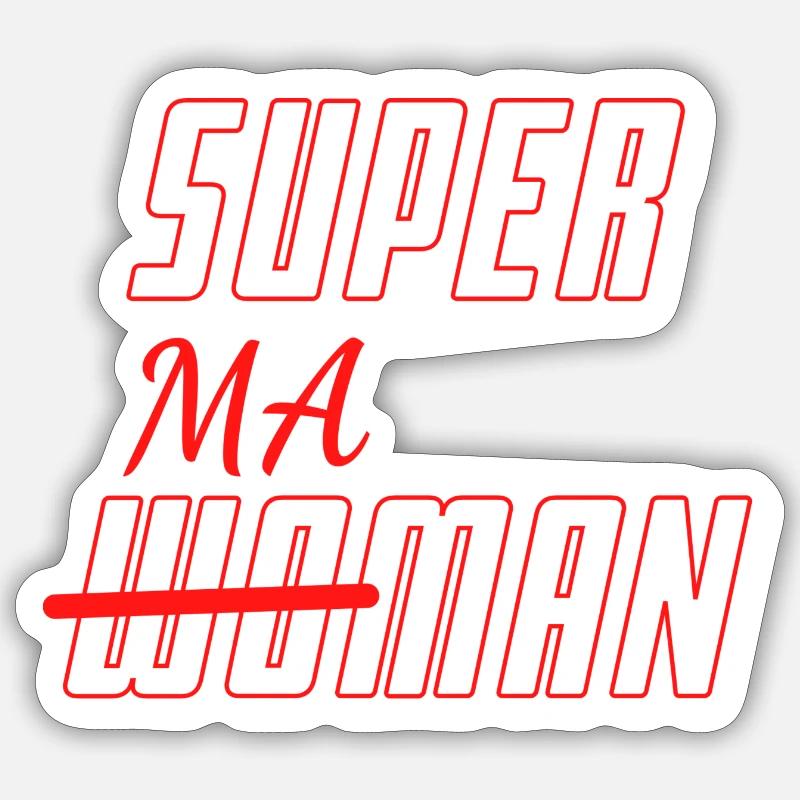 SUPER MAMAN - Sticker taille S (10 x 10 cm) - blanc mat