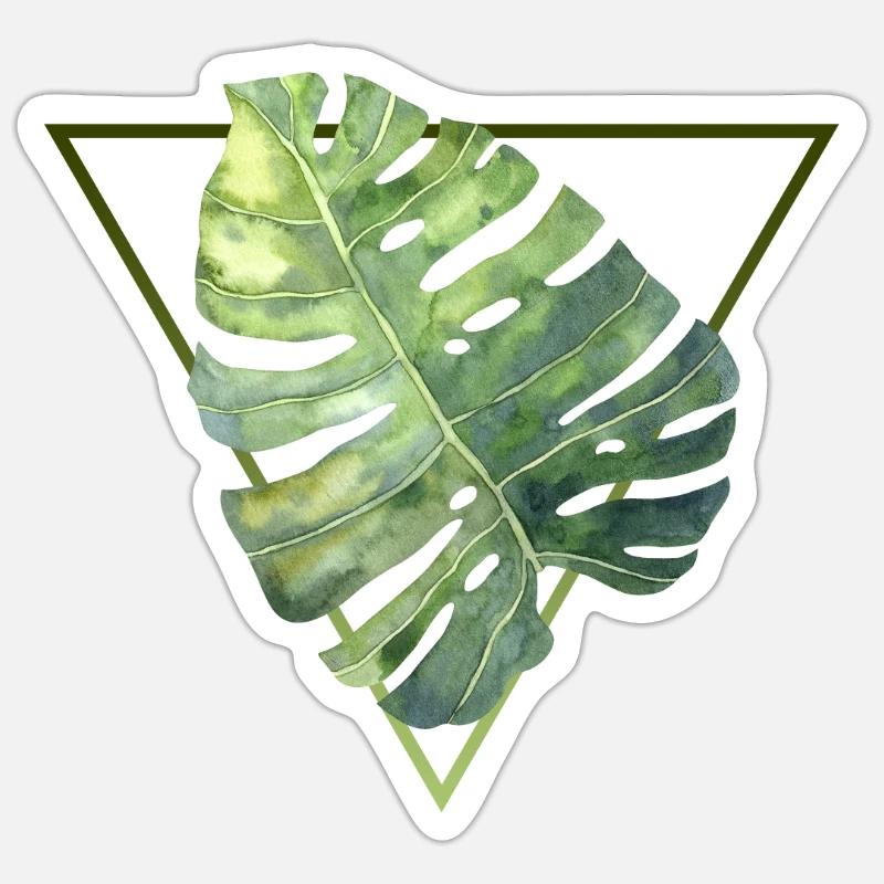 tropical monstera leaf modern triangle pattern Sticker size S (10 x 10 cm)