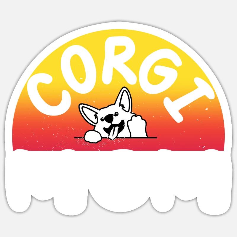 Corgi Maman - Sticker taille S (10 x 10 cm) - blanc mat