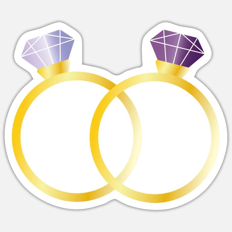 Deux bagues avec diamants violets - Sticker taille S (10 x 10 cm) - blanc mat
