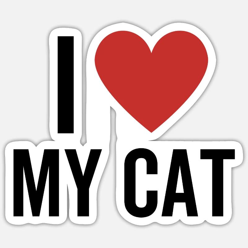 J’aime mes chats - Sticker taille S (10 x 10 cm) - blanc mat