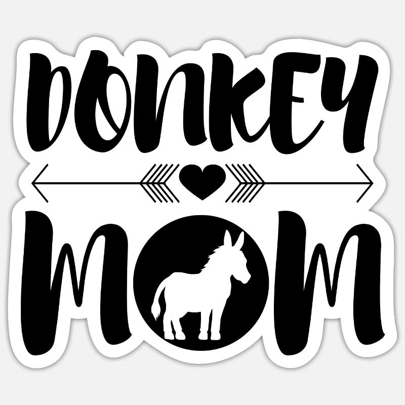 Bébé âne Maman Mulet Ironic - Sticker taille S (10 x 10 cm) - blanc mat