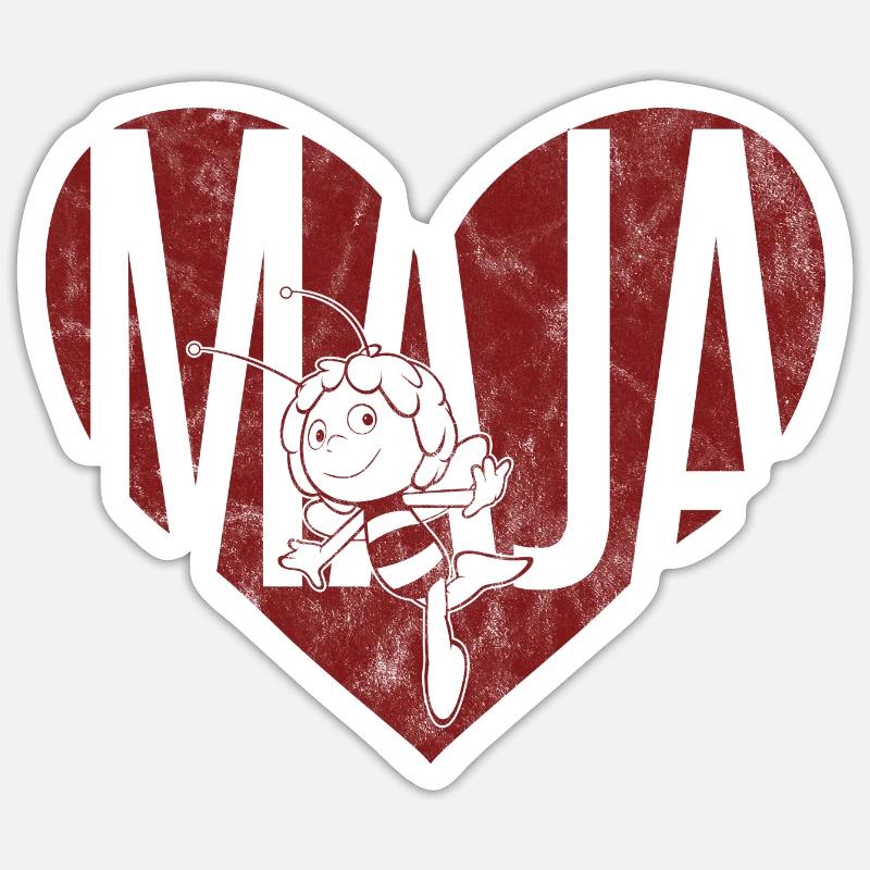 Maya L’Abeille Cœur Rouge - Sticker taille S (10 x 10 cm) - blanc mat