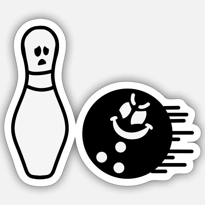 Pin und Bowlingkugel Bowling Sticker Größe S (10 x 10 cm)