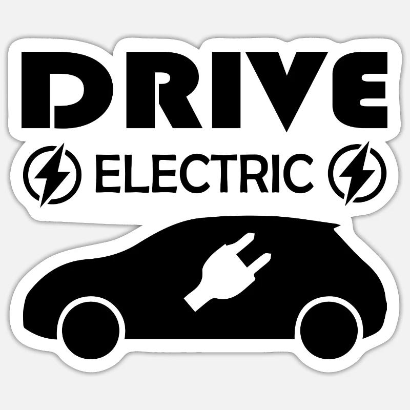 Electric Car Emobility - Sticker taille S (10 x 10 cm) - blanc mat