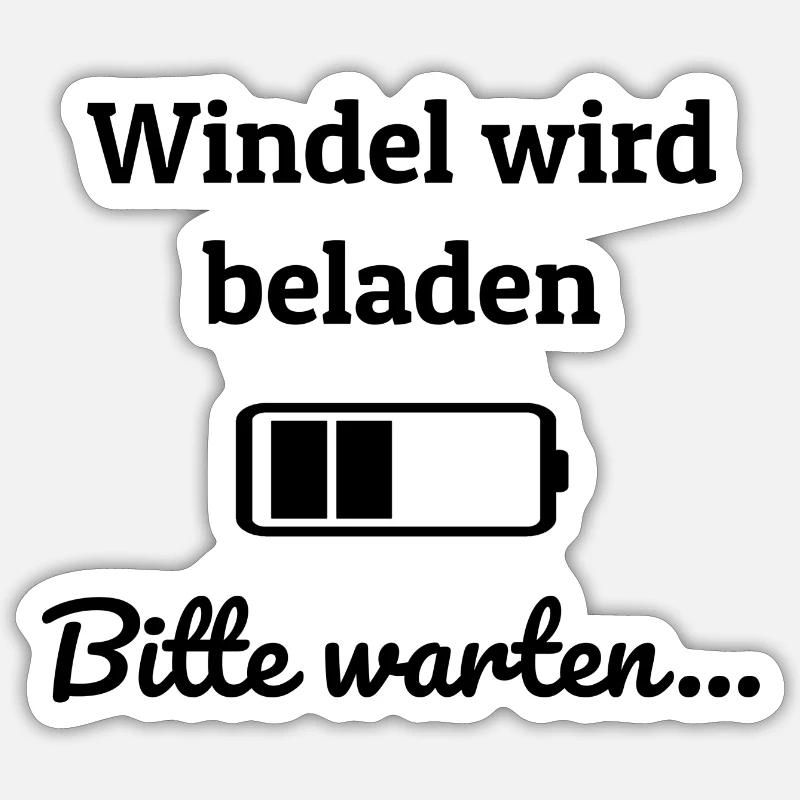 windel wird beladen schwarz - Sticker Größe S (10 x 10 cm) - Mattweiß