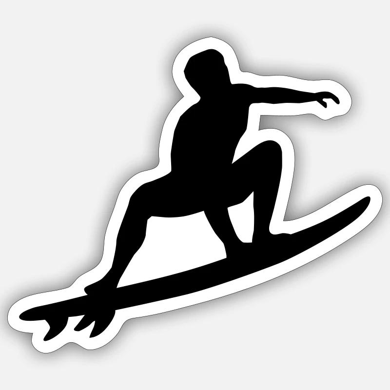 Surfer, Surfing Silhouette - Sticker size S (10 x 10 cm) - white matte