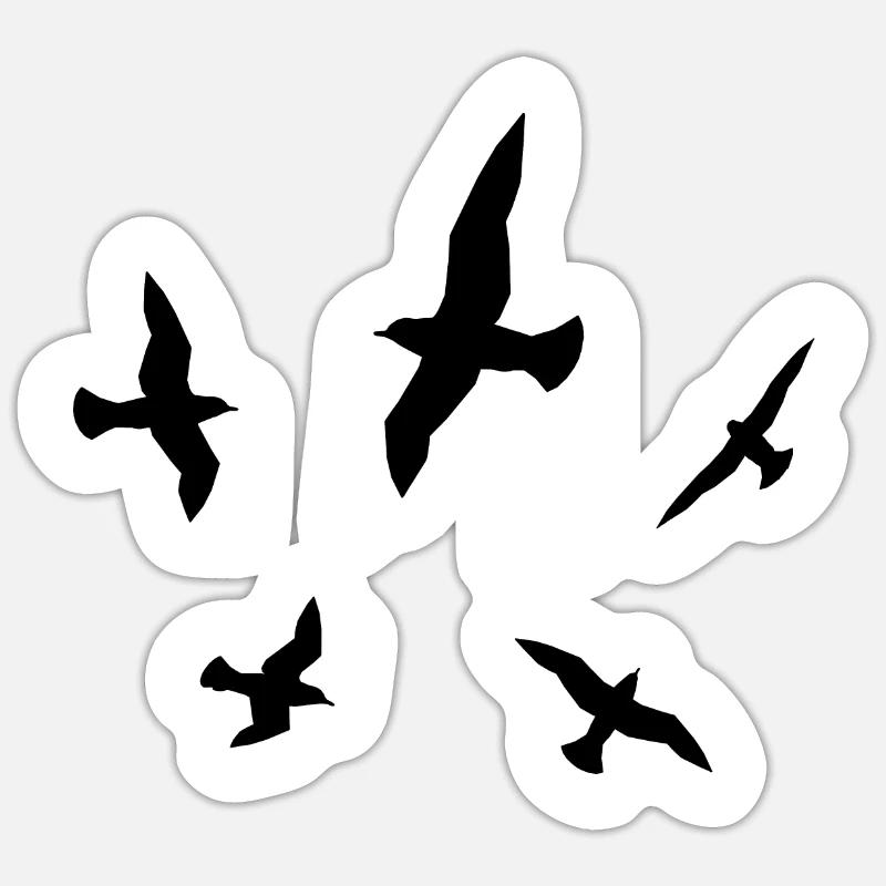Silhouette with seagulls - Sticker size S (10 x 10 cm) - white matte