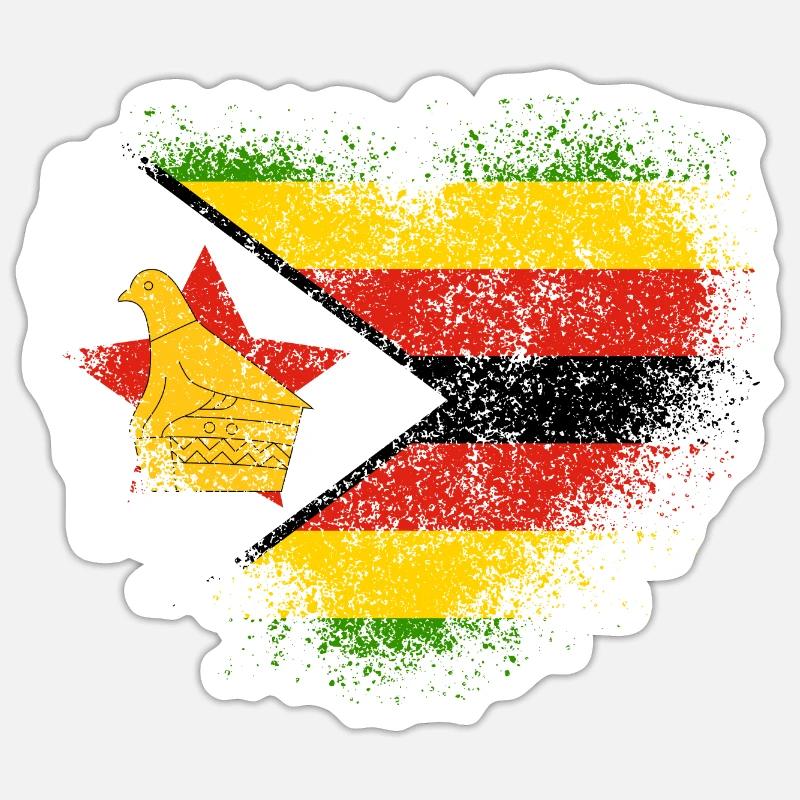Zimbabwe - Sticker taille S (10 x 10 cm) - blanc mat