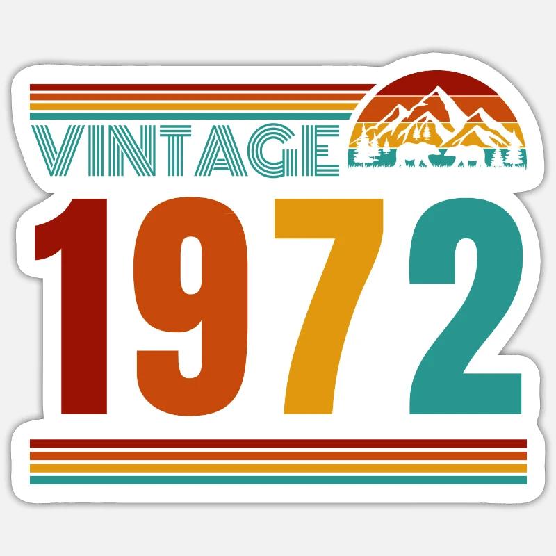 MILLÉSIME 1972 - Sticker taille S (10 x 10 cm) - blanc mat